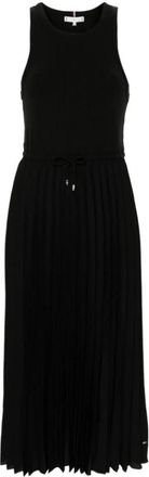 Tommy Hilfiger Rib Tank Geplooide Jurk Midi Ns - Dames - Casual kleedjes - Zwart - M - Kleedjes
