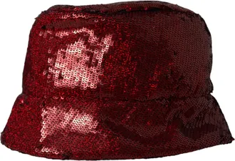 Dolce & Gabbana Red Sequined Nylon Bucket Hat Men