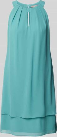 Christian Berg Cocktail Knielanges Cocktailkleid mit Schlüsselloch-Ausschnitt in Blau, Größe 34