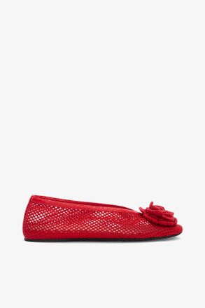 Ganni Jenny Ballerina in Red Mesh - Size 36 Goji Berry