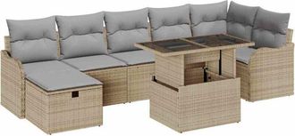 vidaXL Vidaxl - Conjunto De Sof&aacute; De Jard&iacute;n Con Coj&iacute;n 8 Pcs Beige Polirat&aacute;n