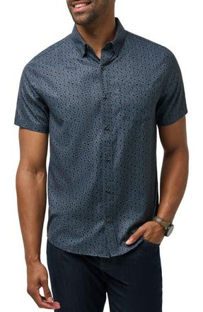 Travis Mathew Country Mile Short Sleeve Button-Up Shirt in Black at Nordstrom, Size Xxx-Large