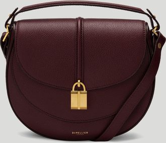 DeMellier The Siena Saddle in Burgundy Small Grain Leather Crossbody bag