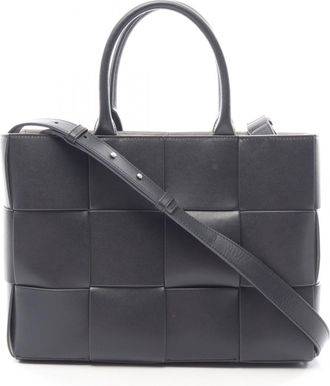 Bottega Veneta Gray Leather Handbag Tote Bag (Pre-Owned)