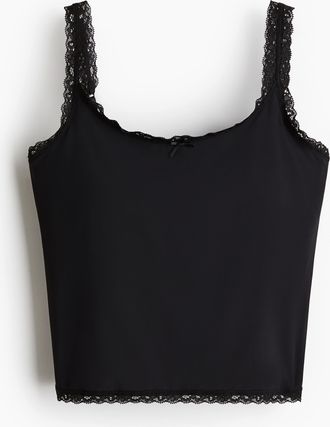 H&M Tanktop aus Mikrofaser mit wattierten Cups - Schwarz