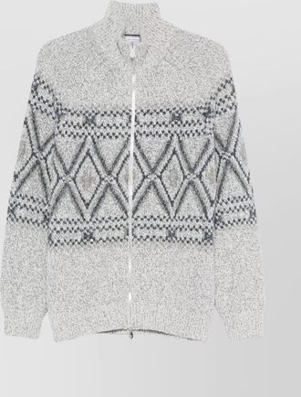 Brunello Cucinelli high collar geometric pattern sweater
