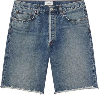 A Gold E Denim Shorts with Five-Pocket Design and Frayed Hem