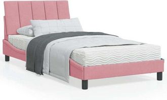 vidaXL Cama Con Colch&oacute;n Terciopelo Rosa 100x200 Cm Vidaxl