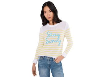 Lilly Pulitzer Kelsa Sweater Womens Sweater Resort White Stay Sunny Embroidery : XXS, Cotton