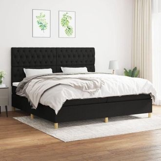 vidaXL Vidaxl - Cama Box Spring Con Colch&oacute;n Tela Negro 200x200 Cm