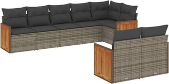 vidaXL Vidaxl - Set De Sof&aacute;s De Jard&iacute;n 8 Pzas Y Cojines Rat&aacute;n Sint&eacute;tico Gris
