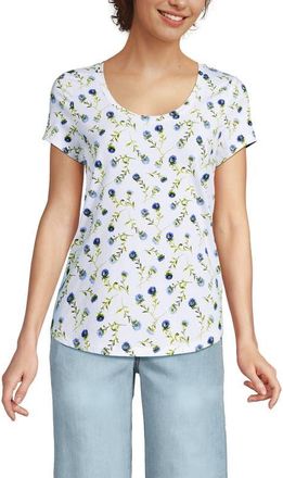 Lands End Lightweight Jersey T-shirt in White/blue Floral Sprigs at Nordstrom, Size X-Large P