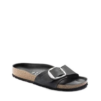 Birkenstock Slider Narrow Fit - Dames - Sandalen - Zwart - 36 EU - Leer - Schoenen
