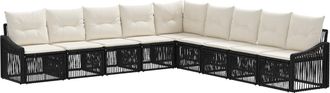 vidaXL Conjunto De Sof&aacute;s De Jard&iacute;n 9 Uds. Negro Rat&aacute;n Sint&eacute;tico Vidaxl