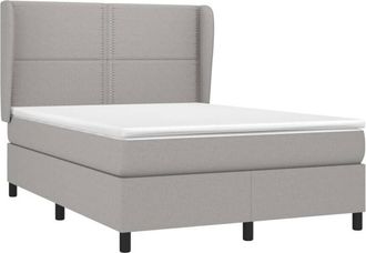 vidaXL Vidaxl - Cama Box Spring Con Colch&oacute;n Tela Gris Claro 140x200 Cm