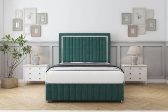 Comfort Beds Boston Chrome Plush Divan Set No Drawers-54 Headboard-Footboard in Emerald | Size: Small Single