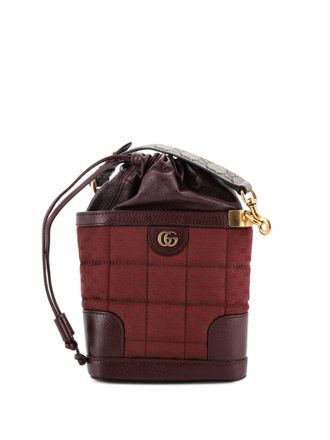 Gucci Drawstring Crossbody Bag Quilted Mini GG Canvas and Leather with GG Coated Canvas Mini bucket bag - Marrone