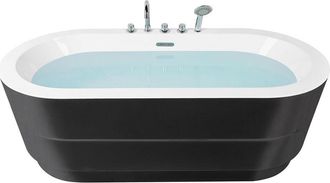 Beliani Ba&ntilde;era Independiente Negra De Acr&iacute;lico Sanitario Ovalado Individual 170 X 80 Cm Dise&ntilde;o Moderno Con Grifo Empresa