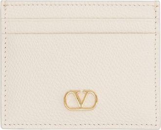 Valentino Garavani Womens Leather Card Holder Vlogo Signature Light Ivory Calf Wallets & Purses