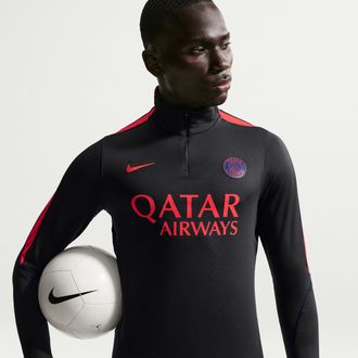 Nike Paris Saint-Germain Strike Nike Mens Dri-FIT Soccer Knit Drill Top in Black | II2762-010