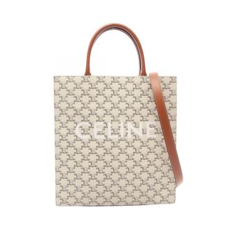 Celine Brown Ivory Coated Canvas Leather Handbag Tote Bag (Pre-Owned)