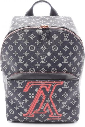 Louis Vuitton Black Red Color White Coated Canvas Leather Backpack (Pre-Owned)