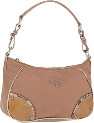 Prada Pre-owned Vintage Nylon Schoudertas - Dames - Vintage Schoudertas - Beige - ONE Size - Nylon - Vintage