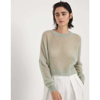 Brunello Cucinelli Light Green Wool Sweater, Size XXL