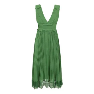 Self Portrait Party Dresses, female, Green, Size: XS Chiffon Midi Dress