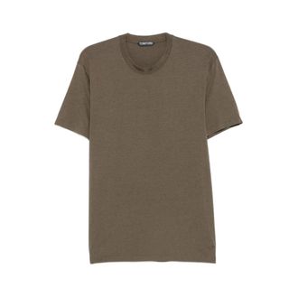 Tom Ford Lyocell Cotton Crew Neck T-Shirt - male - Tom Ford - T-Shirts - Green - XL - Tops