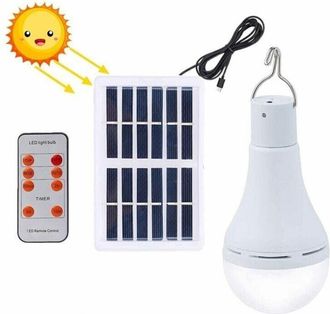 OEM Bombilla Led Solar Impermeable Con Mando A Distancia. Modo De Alta Intensidad (45 Horas). Carga Solar Y Usb. Iluminaci&oacute;n Exterior Para Jardines Y Send