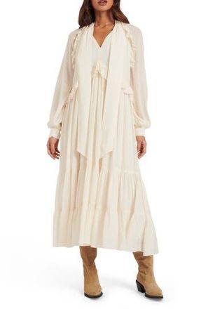 Nobody's Child Bohana Long Sleeve Ruffle Midi Dress in Cream at Nordstrom Rack, Size 6