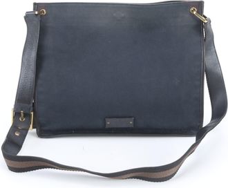 Gucci Black Navy Red Color White Leather Shoulder Bag (Pre-Owned)