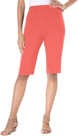 Roaman's Plus Size Soft Knit Pull On Bermuda Short in Sunset Coral at Nordstrom, Size Medium