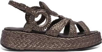 Pons Quintana Bruine Leren Sandalen Stijlvol Zomer Kleding - Dames - Sleehakken - Bruin - 36 EU - Leer - Schoenen