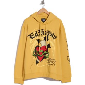 Ed Hardy Sacred Heart Hoodie in Golden Yellow at Nordstrom Rack, Size Xx-Large
