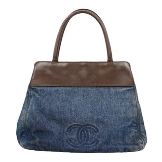 Chanel Blue Brown Denim Tote Bag (Pre-Owned)