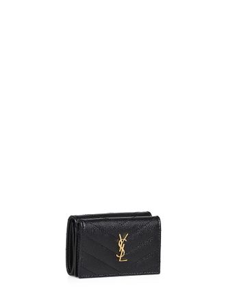 Saint Laurent Womens Wallet Cassandre Origami Black Calfskin & Purses