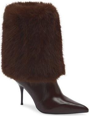 Jeffrey Campbell Thermal Faux Fur Cuff Bootie in Coffee Combo at Nordstrom Rack, Size 6.5