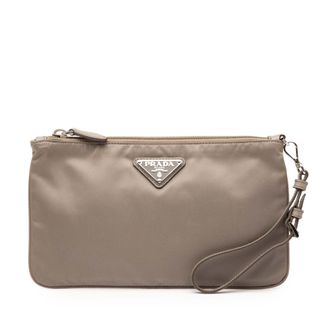 Prada Pre-owned Womens Tessuto Clutch - Grey Textile - One Size
