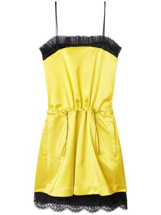 Off-white Mini-jurk met afwerking van kant - Geel