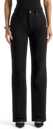 Mani&egrave;re De Voir Kalie Suede Boyfriend Jeans in Black at Nordstrom, Size 12