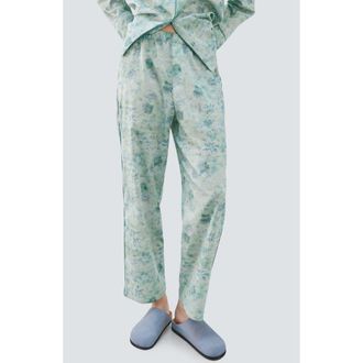 Mango Print Cotton Pajama Pants in Mint Green at Nordstrom, Size Small