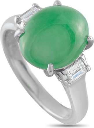 Luxury Bazaar Platinum 0.30 ct Diamond and 6.74 ct Jade Ring MF02-052126