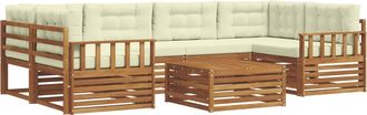 vidaXL Conjunto De Sof&aacute;s De Exterior 7 Uds. Natural Y Crema Vidaxl