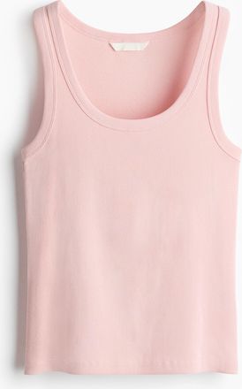 H&M Geripptes Tanktop - Helles Mattrosa