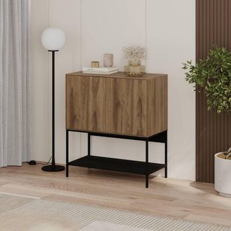 Decortie Amira Console Table & Small Sideboard with Push-to-Open Doors in Dark Brown | Size: 1 Pack