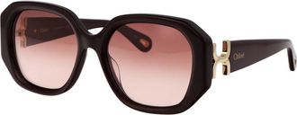 Chlo&eacute; Ch 0236S Zonnebril - Dames - Zonnebrillen - Rood - 56 MM - Accessoires