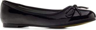Andres Machado Classic Black Patent Flats for Women - TG104 - Ballet Flat Closed Toe Block Heel, Bow Detail on Vamp - Special Large Sizes UK 9 / EU 42
