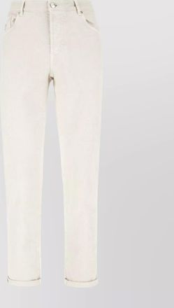 Brunello Cucinelli denim trousers with belt loops and foldable hemline